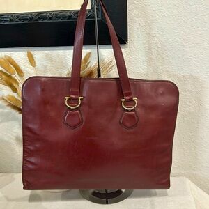 CARTIER Cartier Tote Bag Must de Line Leather Wine Red Bordeaux Women's